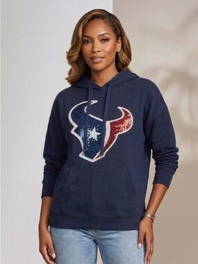 Victoria’s Secret LOVE PINK Navy HOUSTON TEXANS Bling Hoodie Sweatshirt size S